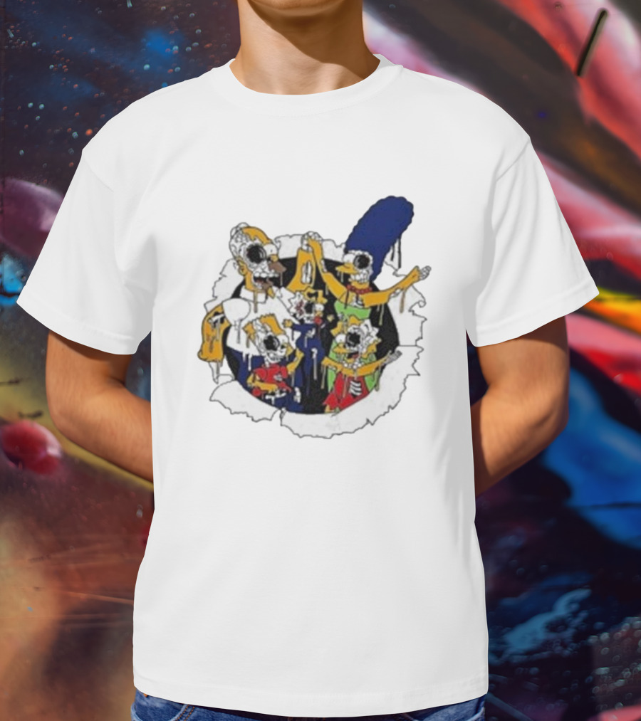 Zombie Family Simpsons Characters Dripping Melting Style T-Shirt