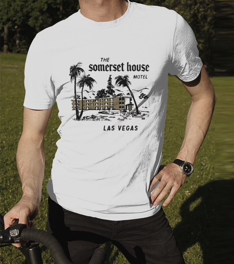 The Somerset House Motel Vintage Las Vegas Retro Style Building Outline T-Shirt