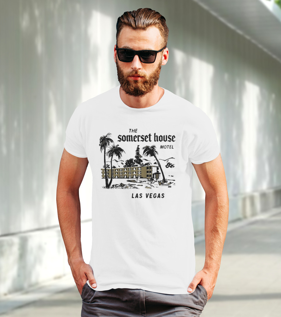 The Somerset House Motel Vintage Las Vegas Retro Style Building Outline T-Shirt