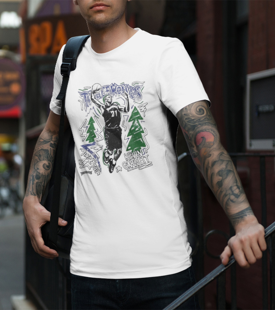 Minnesota Timberwolves Hardwood Kevin Garnett 21 Basketball Legend T-Shirt