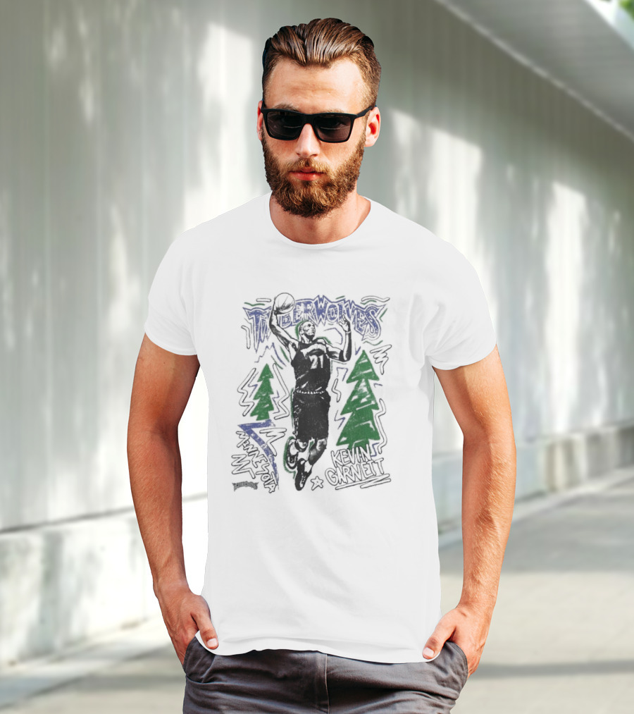Minnesota Timberwolves Hardwood Kevin Garnett 21 Basketball Legend T-Shirt