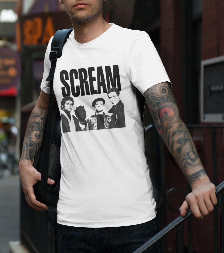 SCREAM Logo With Cartoon Band Graphic T-Shirt