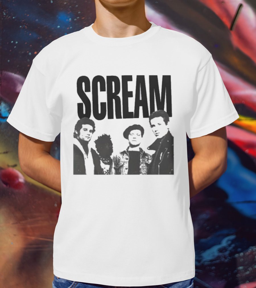 SCREAM Logo With Cartoon Band Graphic T-Shirt