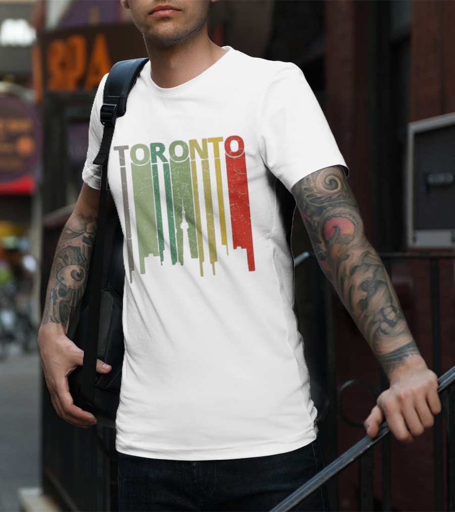 Retro Toronto Skyline Colorful Vertical Lines T-Shirt