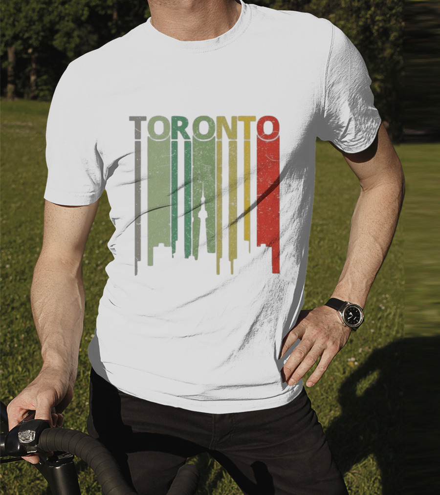 Retro Toronto Skyline Colorful Vertical Lines T-Shirt