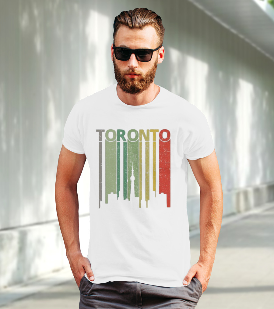 Retro Toronto Skyline Colorful Vertical Lines T-Shirt