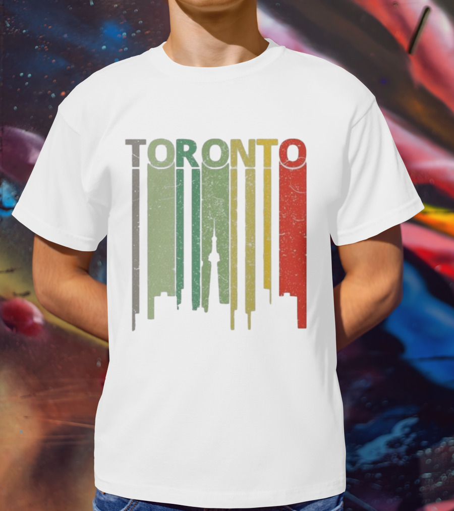 Retro Toronto Skyline Colorful Vertical Lines T-Shirt