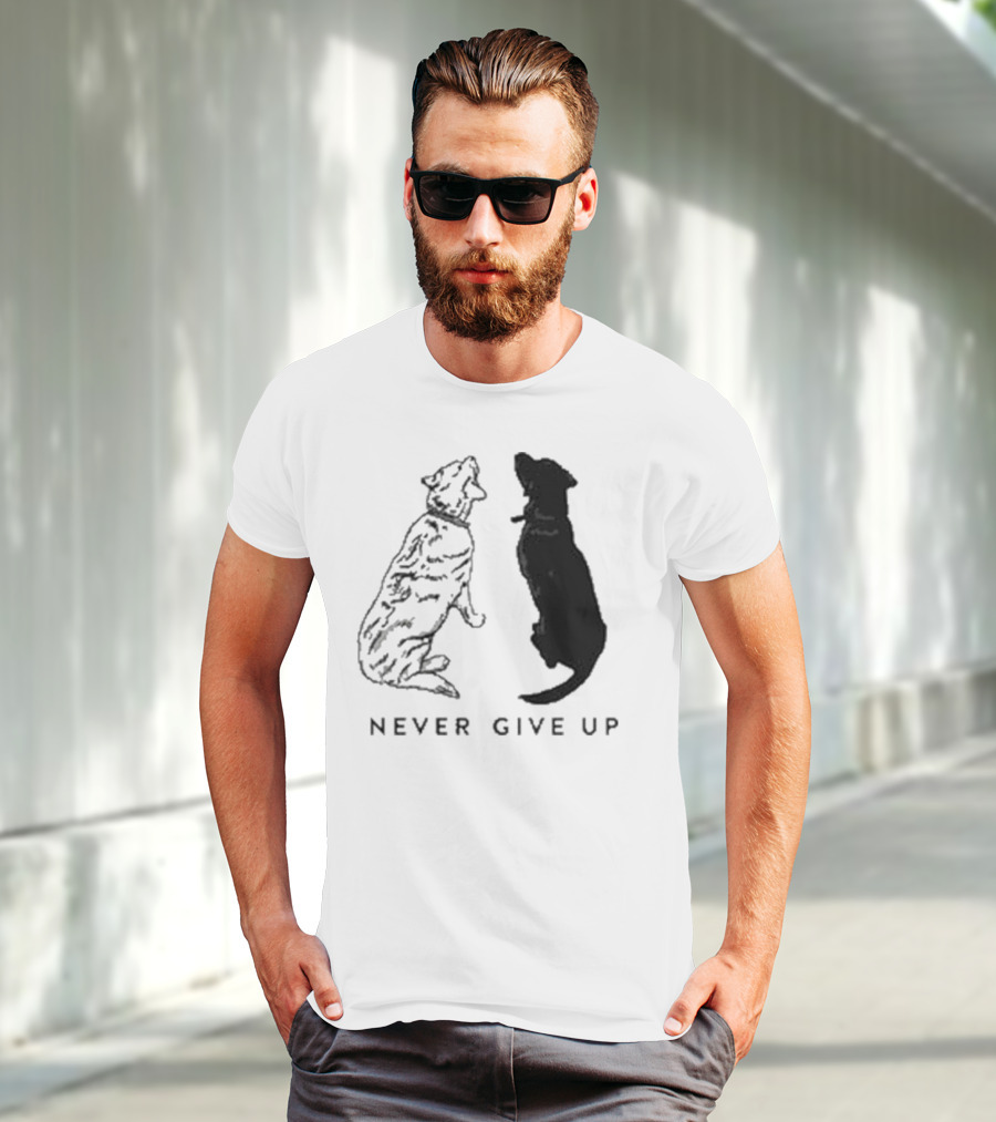 Never Give Up Dog Silhouettes Tors T-Shirt