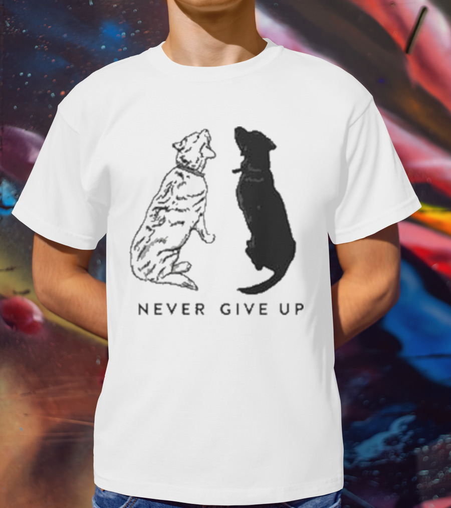 Never Give Up Dog Silhouettes Tors T-Shirt
