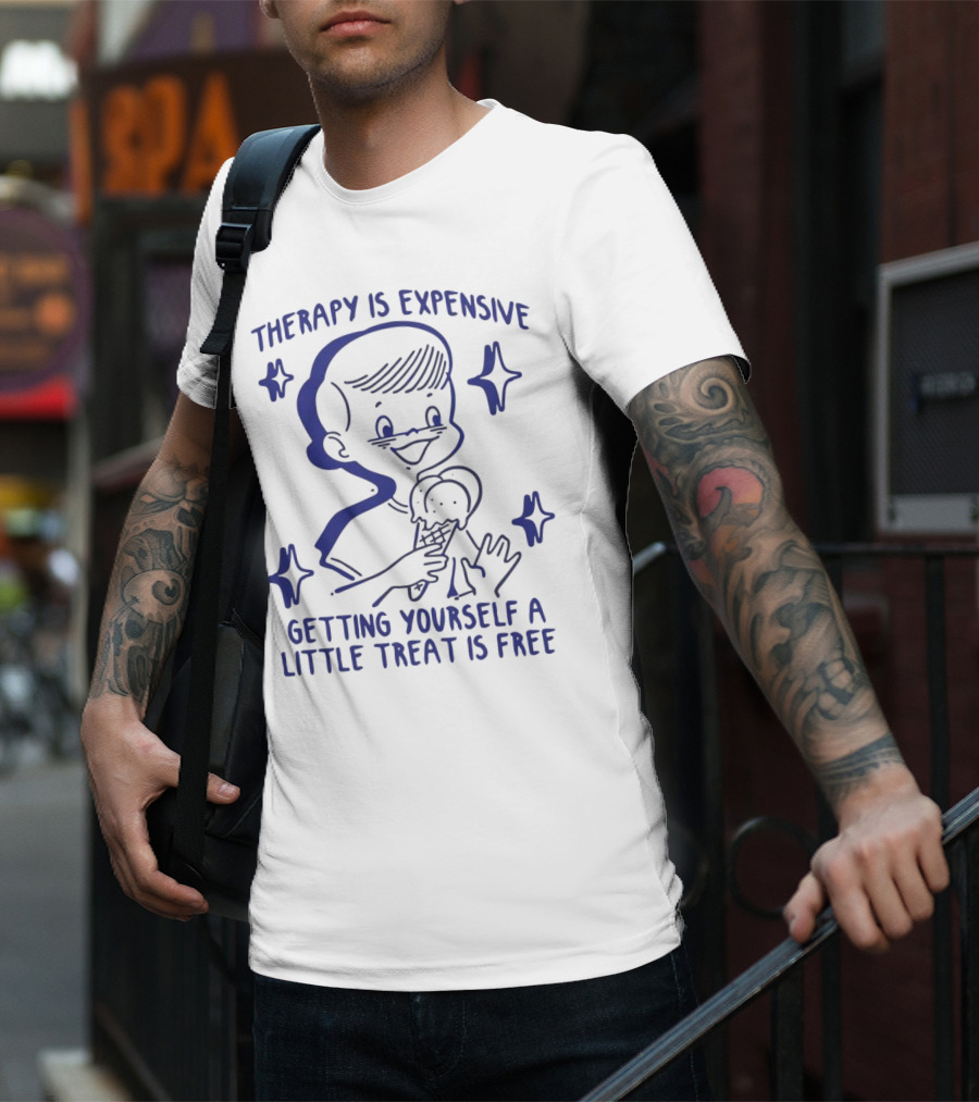 Therapy Is Expensive Getting Yourself A Little Treat Is Free Nostalgic Ice Cream Boy T-Shirt