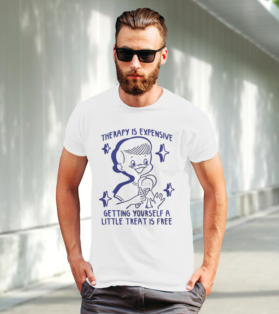 Therapy Is Expensive Getting Yourself A Little Treat Is Free Nostalgic Ice Cream Boy T-Shirt
