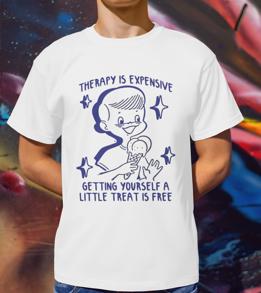 Therapy Is Expensive Getting Yourself A Little Treat Is Free Nostalgic Ice Cream Boy T-Shirt