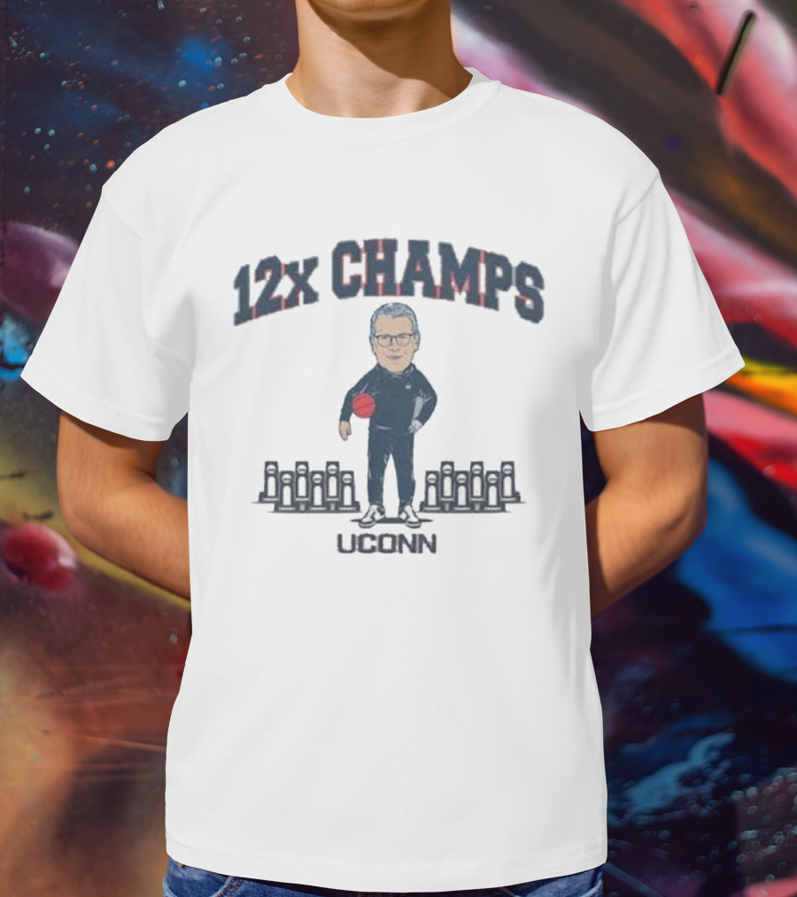 UConn Huskies 12x Champs Geno Auriemma Basketball T-Shirt