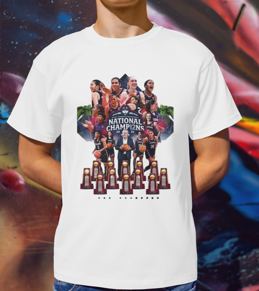 UConn Women's Basketball National Champ12ns 2025 NCAA 12th Title Celebration T-Shirt