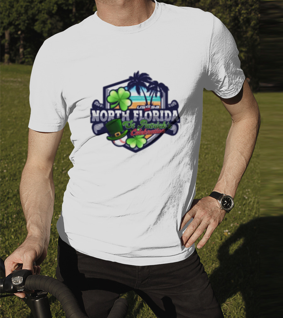 USSSA North Florida St Patrick’s Celebration March 15-16 2025 Shamrock Hat Palm Trees Baseball T-Shirt