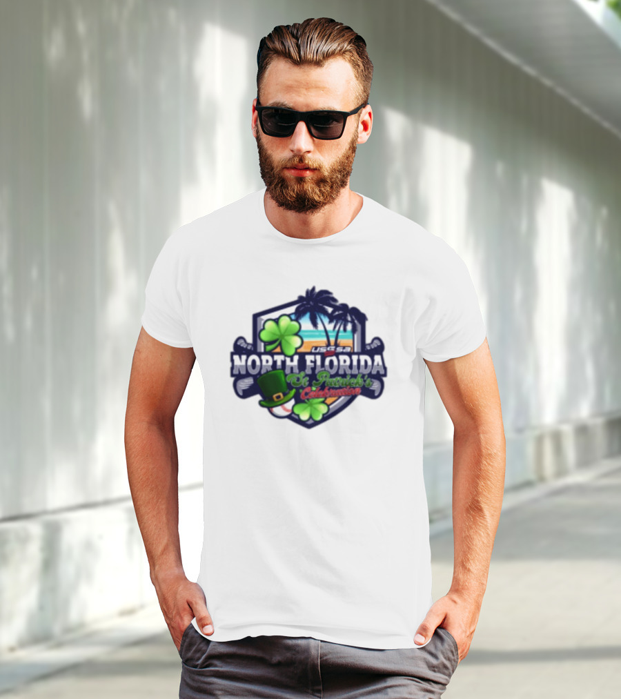 USSSA North Florida St Patrick’s Celebration March 15-16 2025 Shamrock Hat Palm Trees Baseball T-Shirt