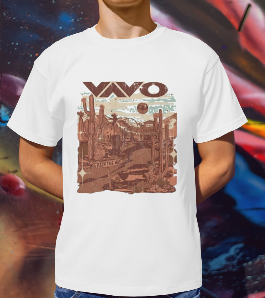 Vavo Cactus Desert Scene Neon Honky Tonk Midweight T-Shirt