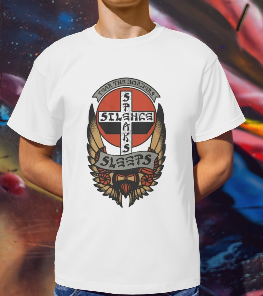 Tear The Borders Silence Speaks While She Sleeps Wings Cross Emblem T-Shirt