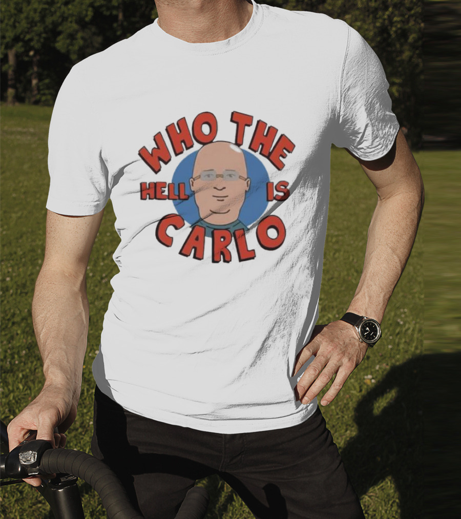 Who The Hell Is Carlo Bald Cartoon Drawing T-Shirt