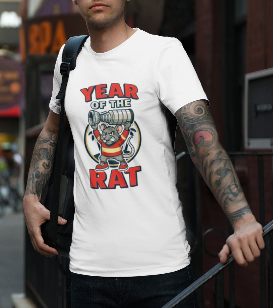 Year Of The Rat Hockey Mascot Mouse Champion With Trophy T-Shirt