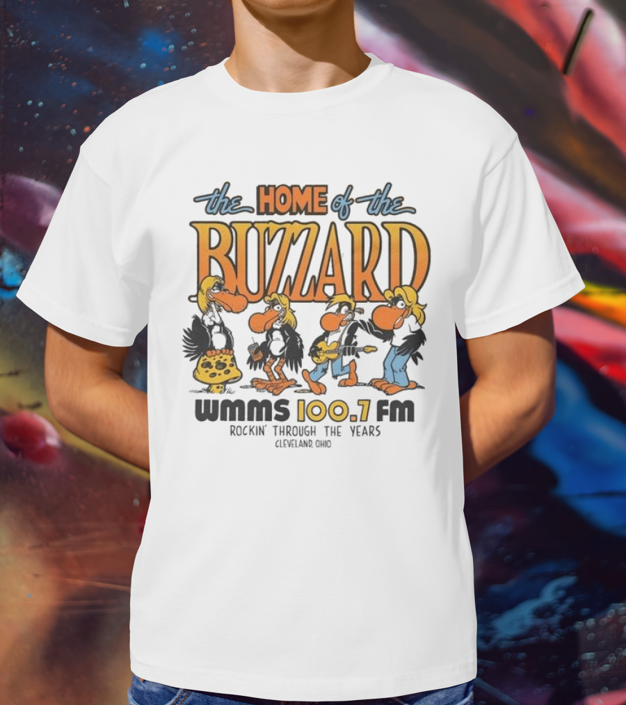 WMMS 100.7 FM The Home Of The Buzzard Rockin' Through The Years Cleveland Ohio T-Shirt