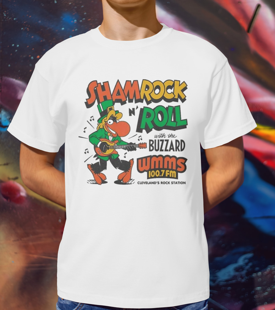 Shamrock N Roll With The Buzzard WMMS 100.7 FM Cleveland's Rock Station T-Shirt
