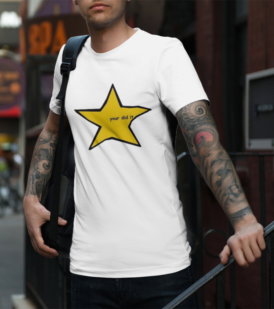Your Did It Star Yellow Five-Point Shape T-Shirt
