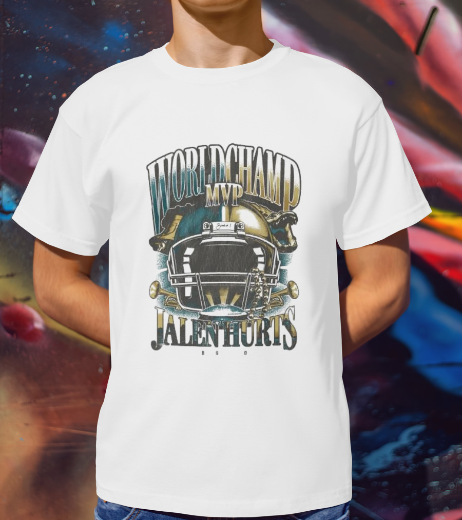 World Champ MVP Jalen Hurts Helmet Design T-Shirt