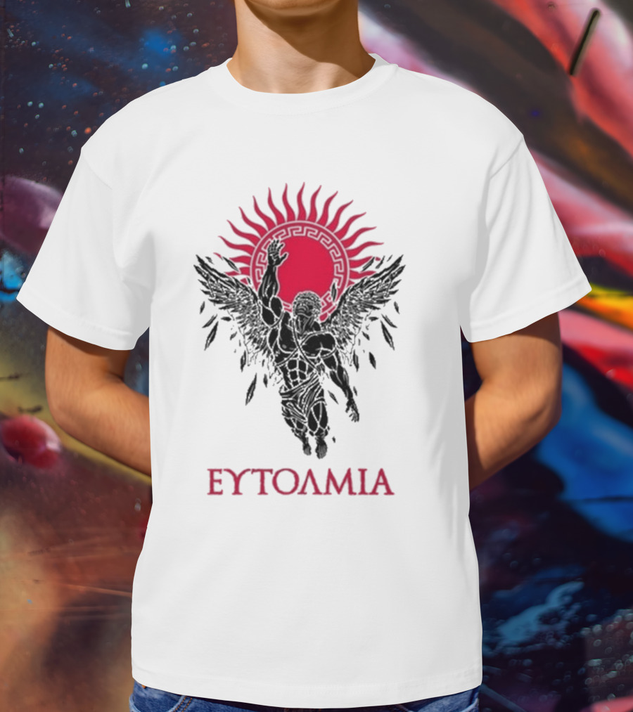 Ευτολμια Fearless Winged Figure With Radiant Sun Symbol T-Shirt