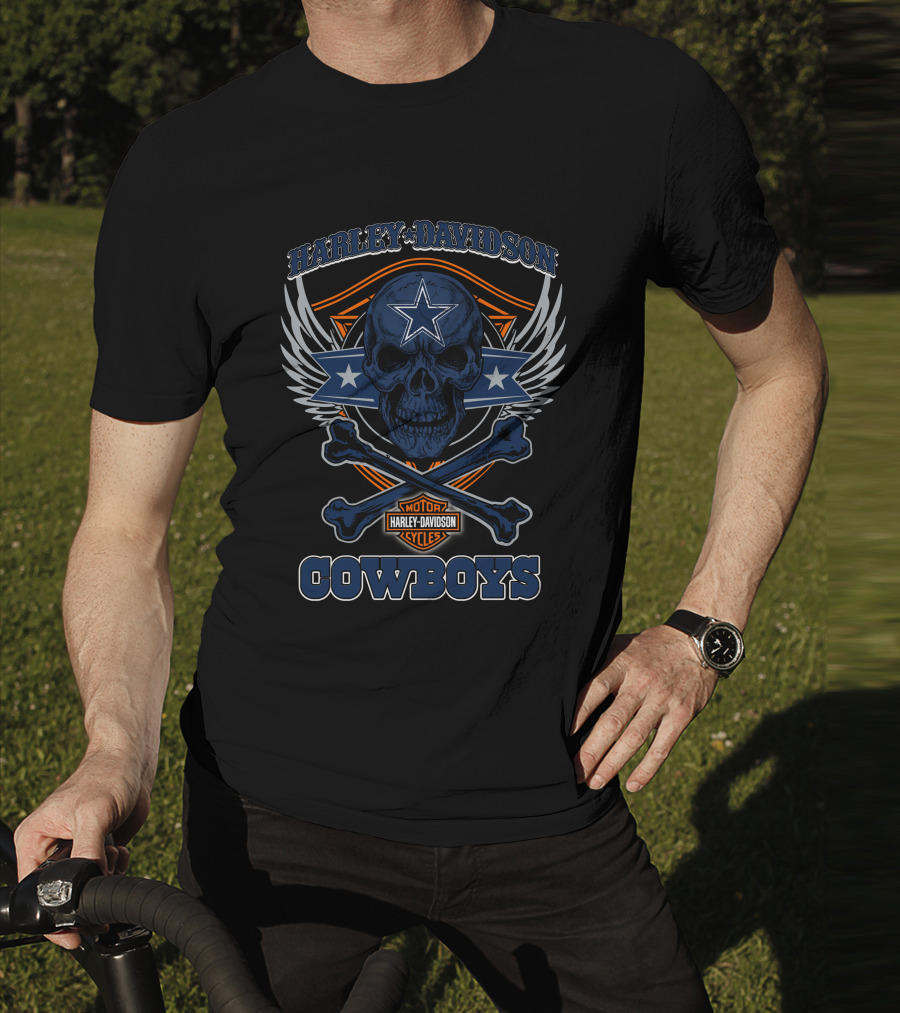Harley Davidson Cowboys Skull Star Badge T-Shirt