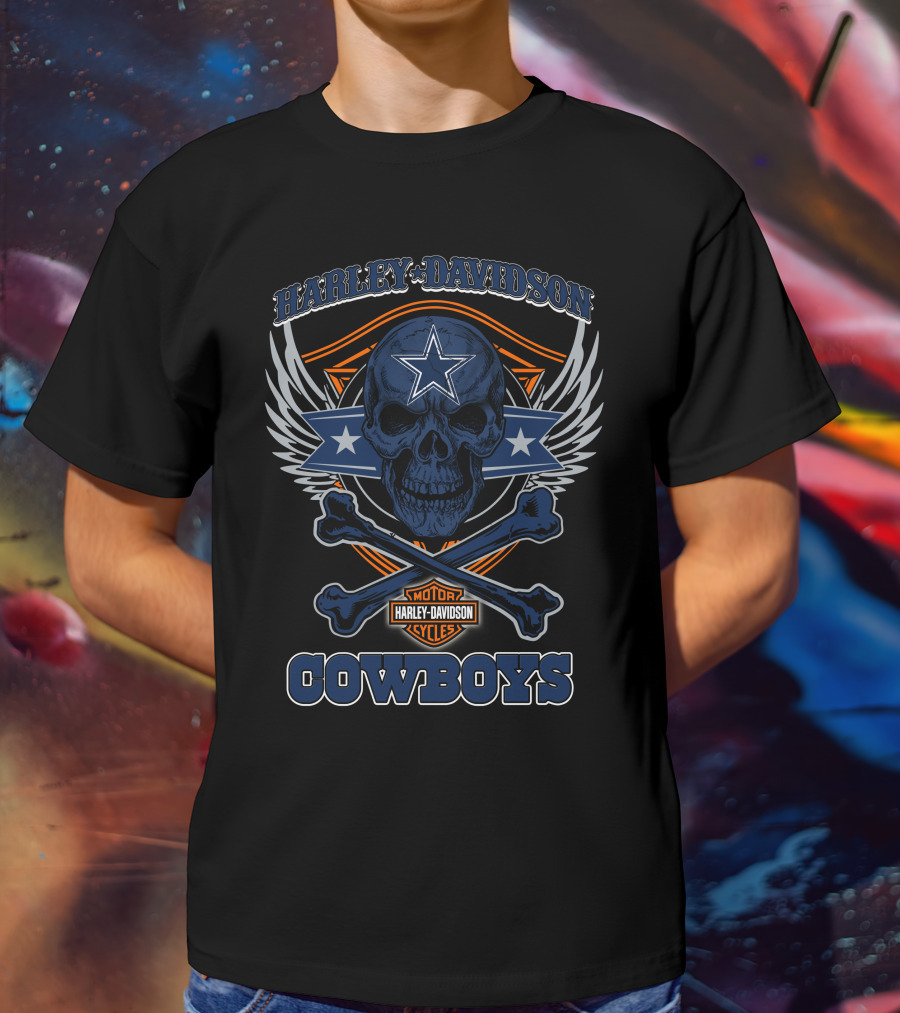 Harley Davidson Cowboys Skull Star Badge T-Shirt