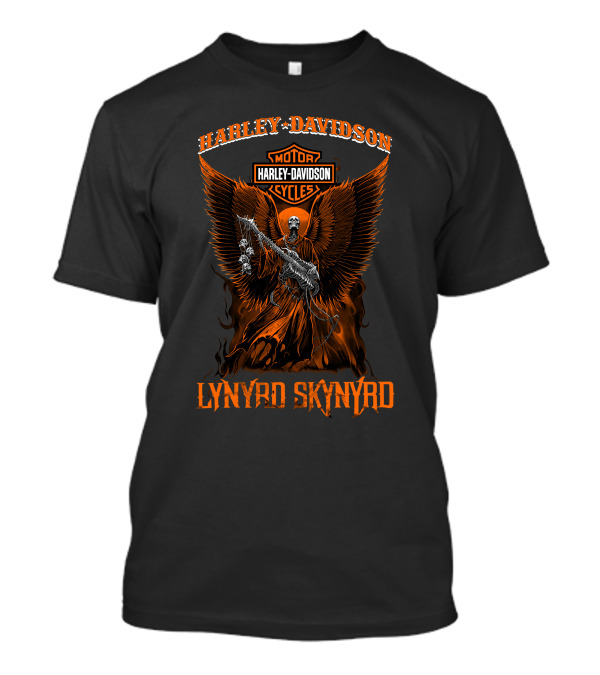 Harley Davidson Motorcycles Lynyrd Skynyrd Winged Skeleton T-Shirt
