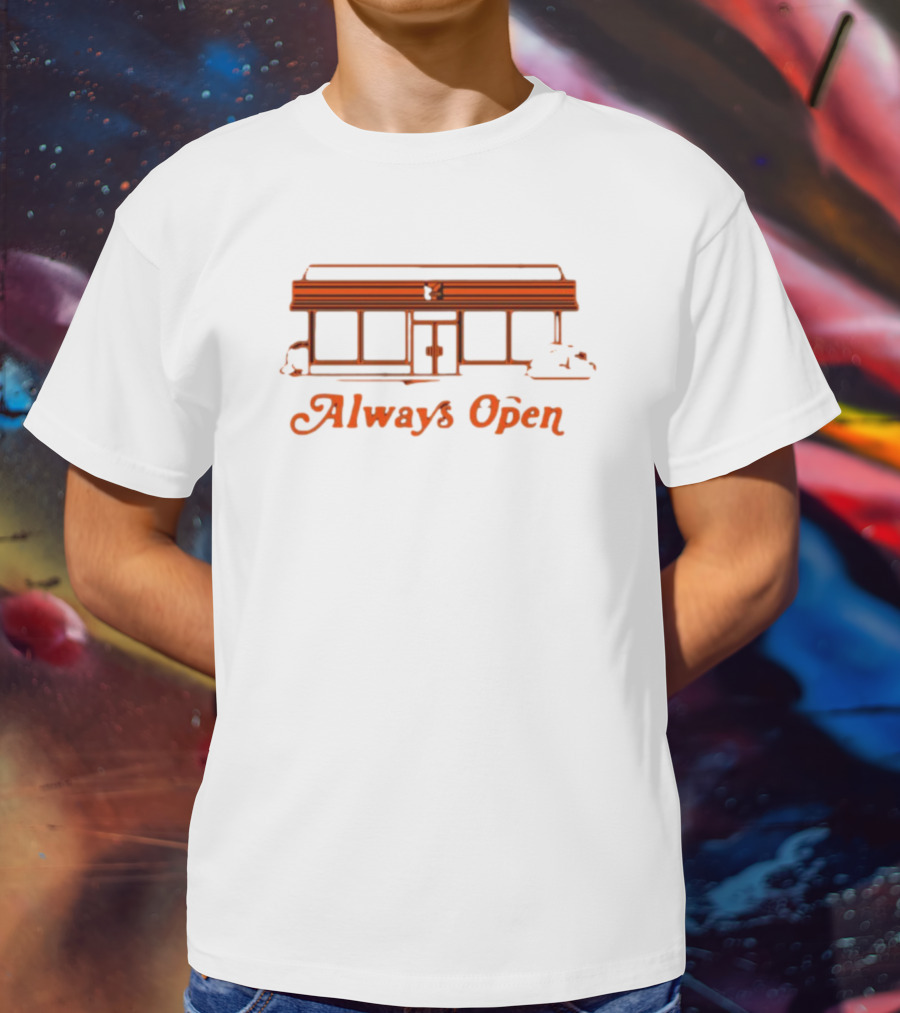 Always Open Retro Diner Neon Outline T-Shirt