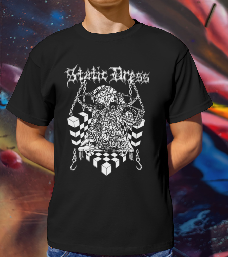 Kerrang X Static Dress Skull Chains Optical Illusion T-Shirt