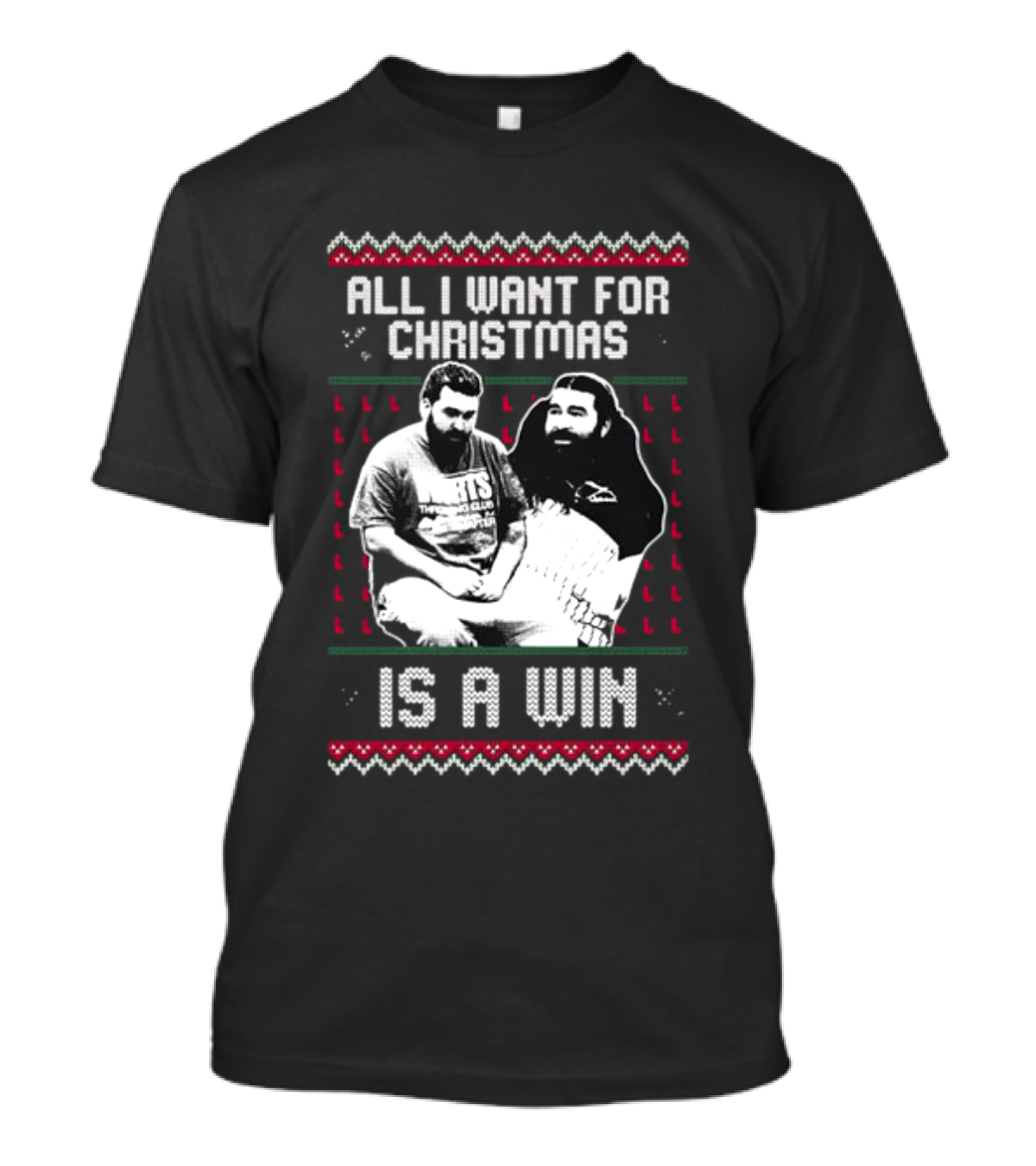 All I Want For Christmas Is A Win Featuring Festive Duo In Holiday Sweaters T-Shirt