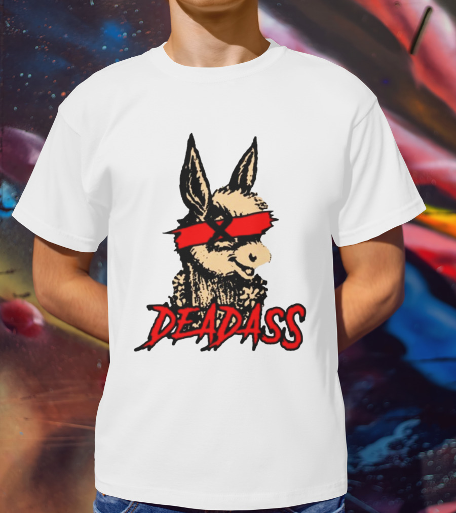 Deadass Red Blindfold Cartoon Donkey T-Shirt