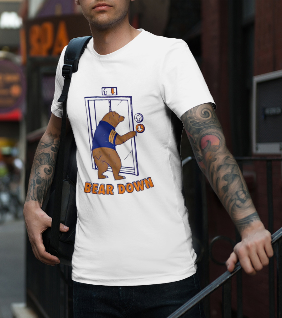Bear Down Bear In Blue Jersey Pressing Elevator Button T-Shirt