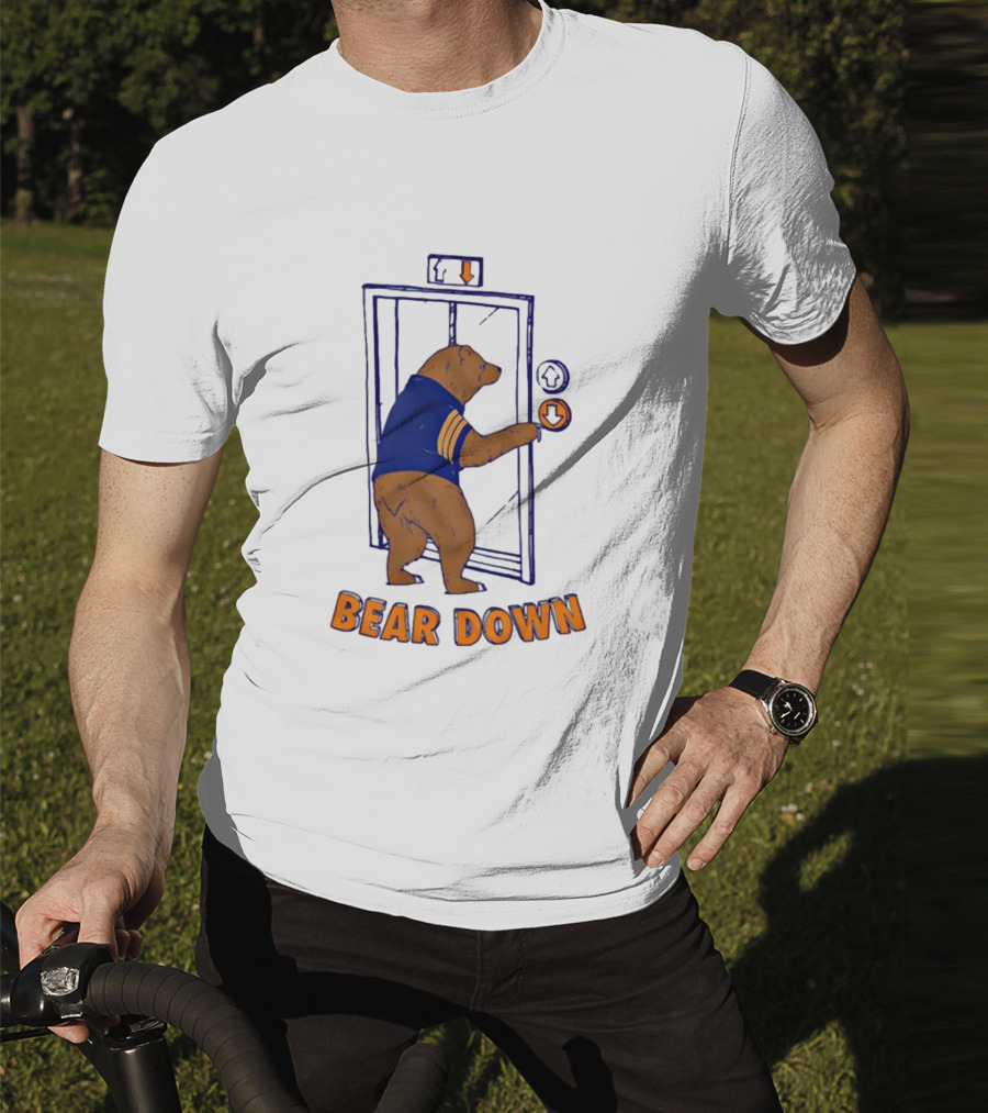 Bear Down Bear In Blue Jersey Pressing Elevator Button T-Shirt