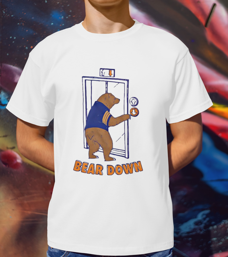 Bear Down Bear In Blue Jersey Pressing Elevator Button T-Shirt
