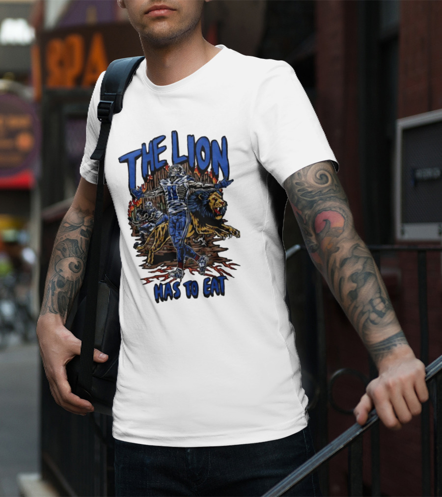 The Lion Has To Eat Retros Themed Football Warrior T-Shirt