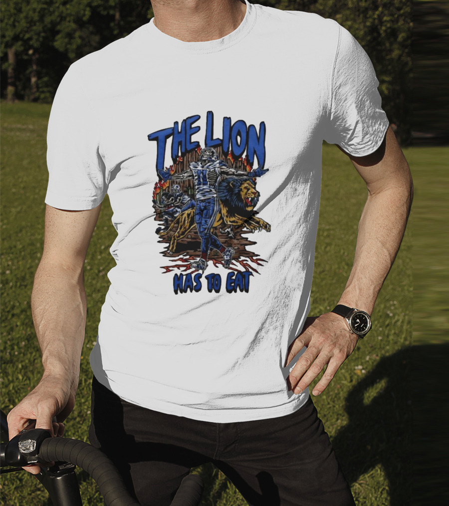 The Lion Has To Eat Retros Themed Football Warrior T-Shirt