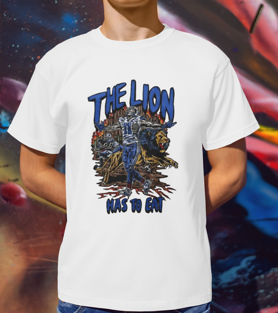The Lion Has To Eat Retros Themed Football Warrior T-Shirt