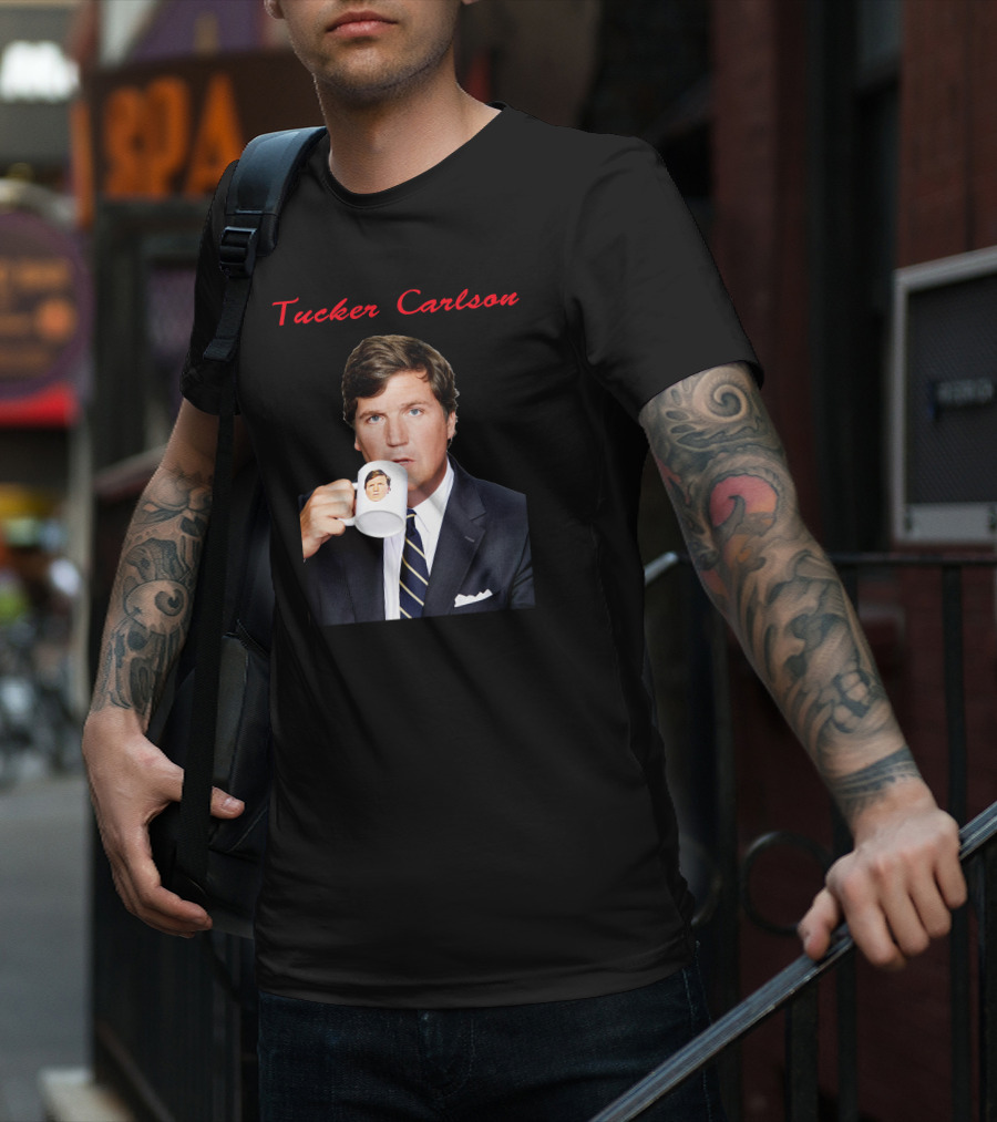 Tucker Carlson Drinking From A Personalized Mug T-Shirt