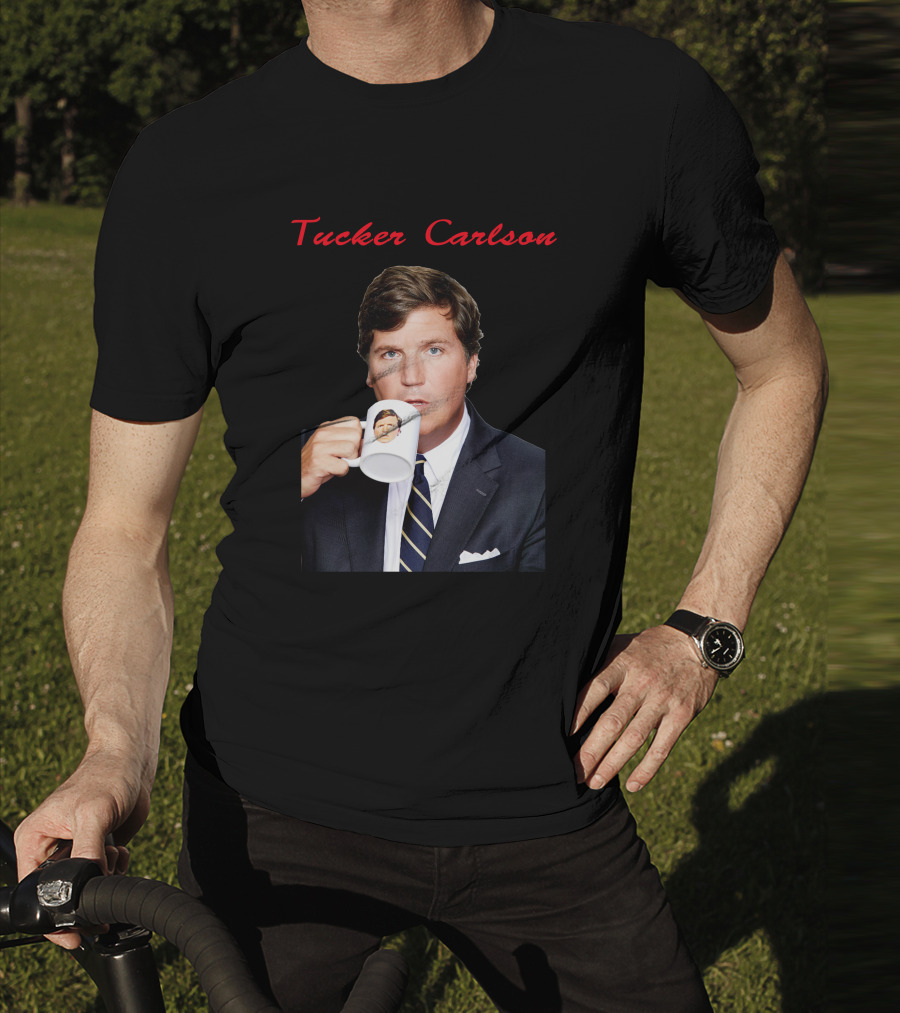 Tucker Carlson Drinking From A Personalized Mug T-Shirt
