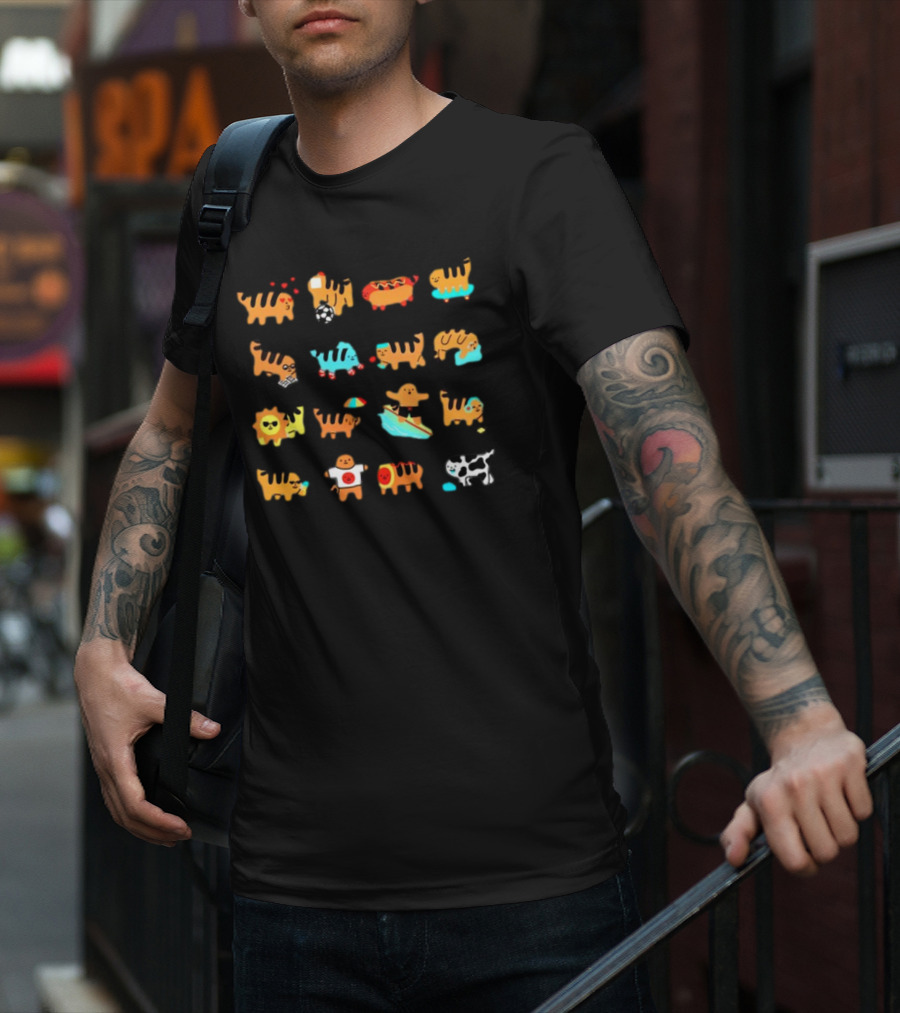 Cheese Puff Tiger Soccer Football Sushi Surfing Cow Pool Sun Tiger T-Shirt