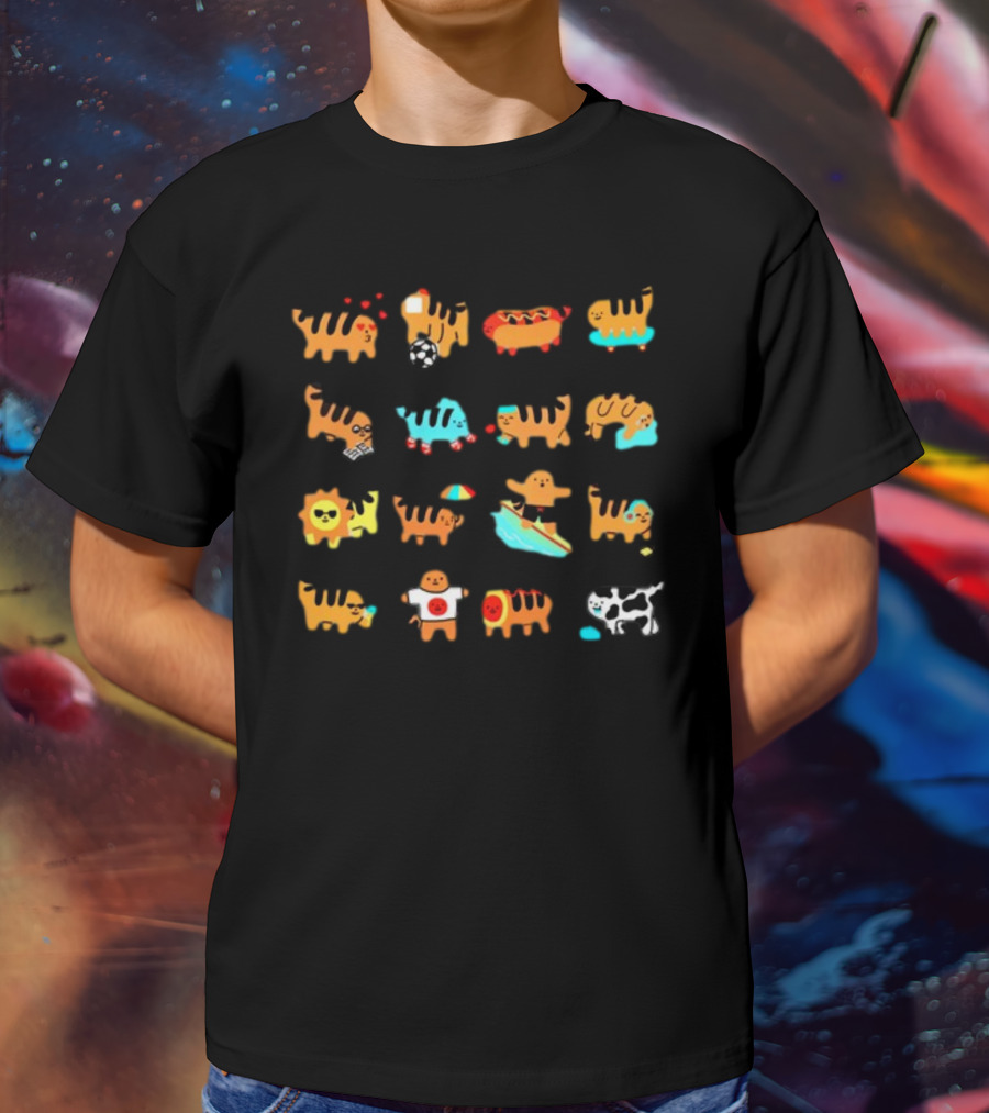 Cheese Puff Tiger Soccer Football Sushi Surfing Cow Pool Sun Tiger T-Shirt