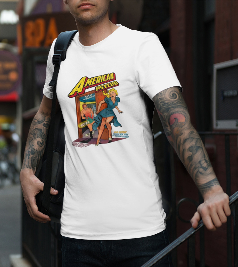 American Psycho Comic Style Chase Vintage T-Shirt