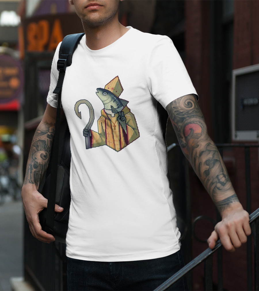 May Could Be With You Holy Mackerel Fish Bishop Pixel T-Shirt