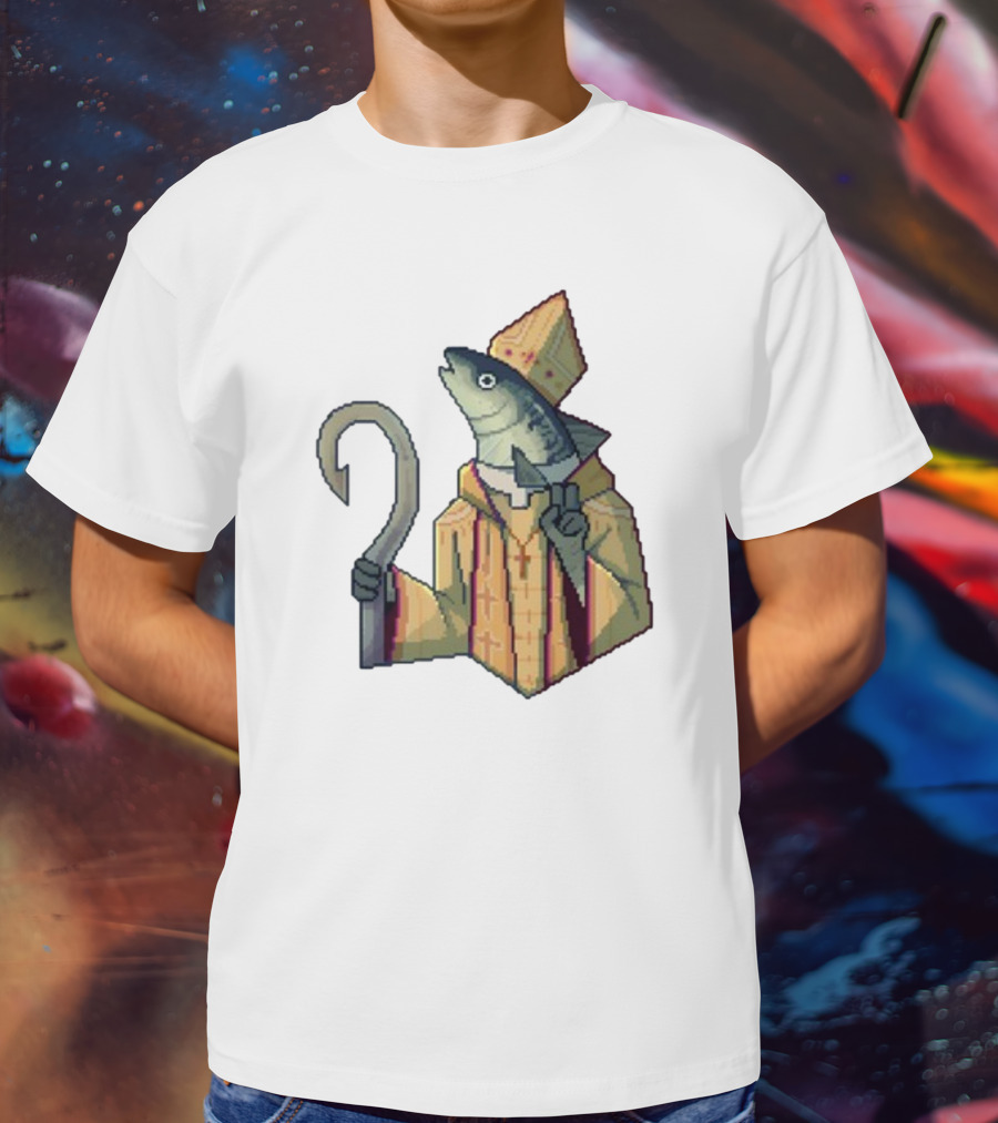 May Could Be With You Holy Mackerel Fish Bishop Pixel T-Shirt