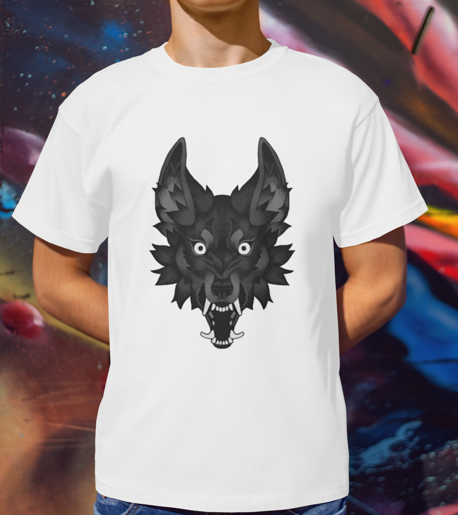 Snarling Wolf Head Monochrome T-Shirt